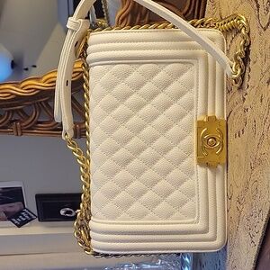 Luxury White Leather Shoulder Bag
